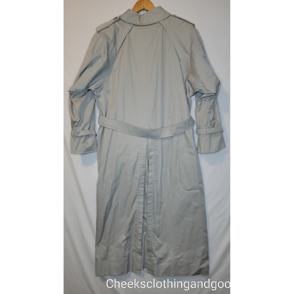 Burberrys Vintage Trench Coat Beigh Double Breasted Nova Check Belted England 14 - Picture 3 of 15